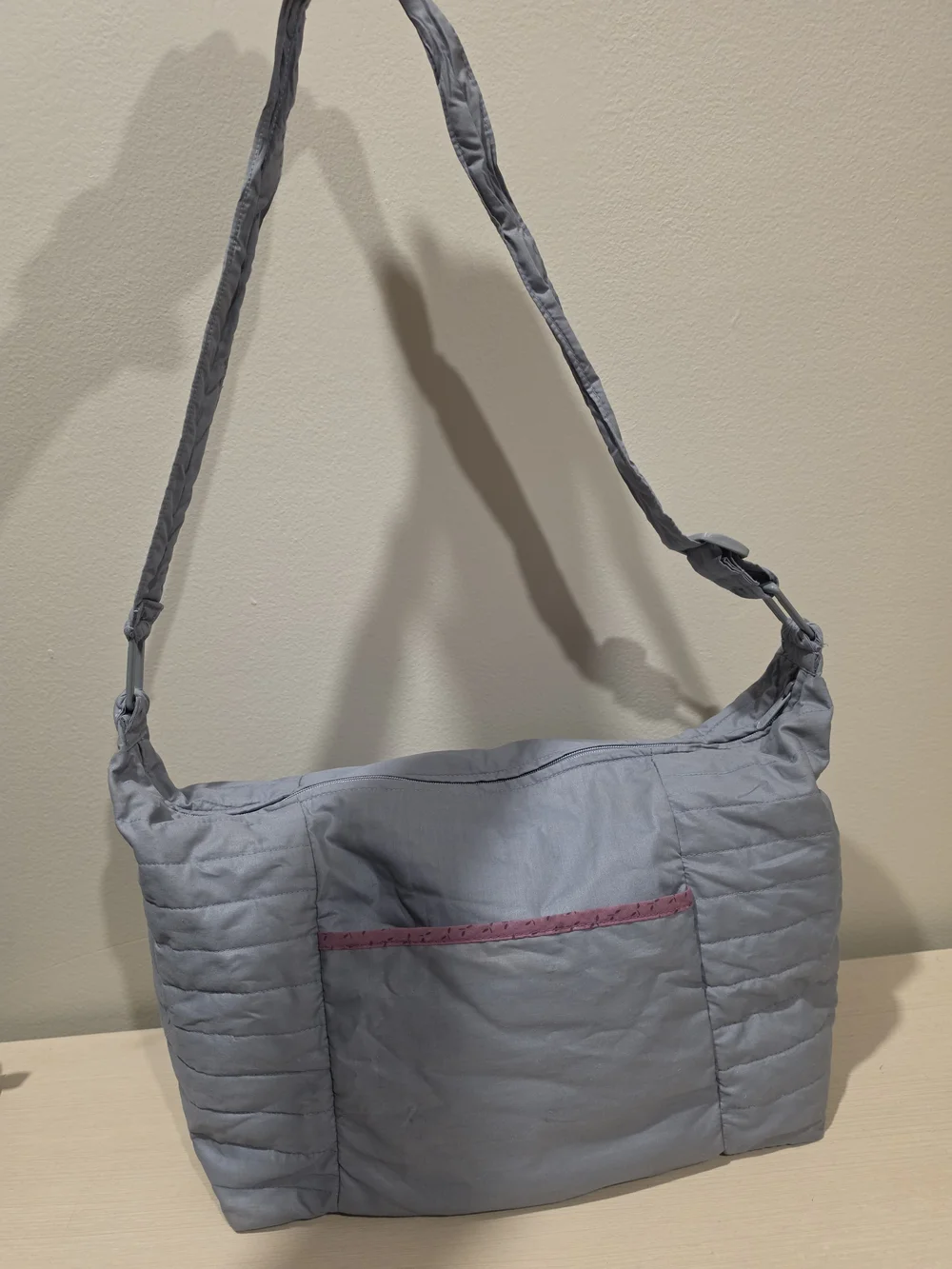 VTG 1985 Fisher Price Quilted Diaper Bag Set Slate Gray Burgundy Heart